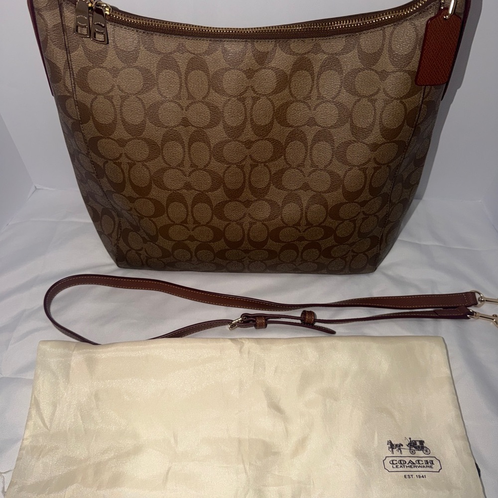 Coach Tan and Brown Signature Shoulder Bag - Picture 7 of 8